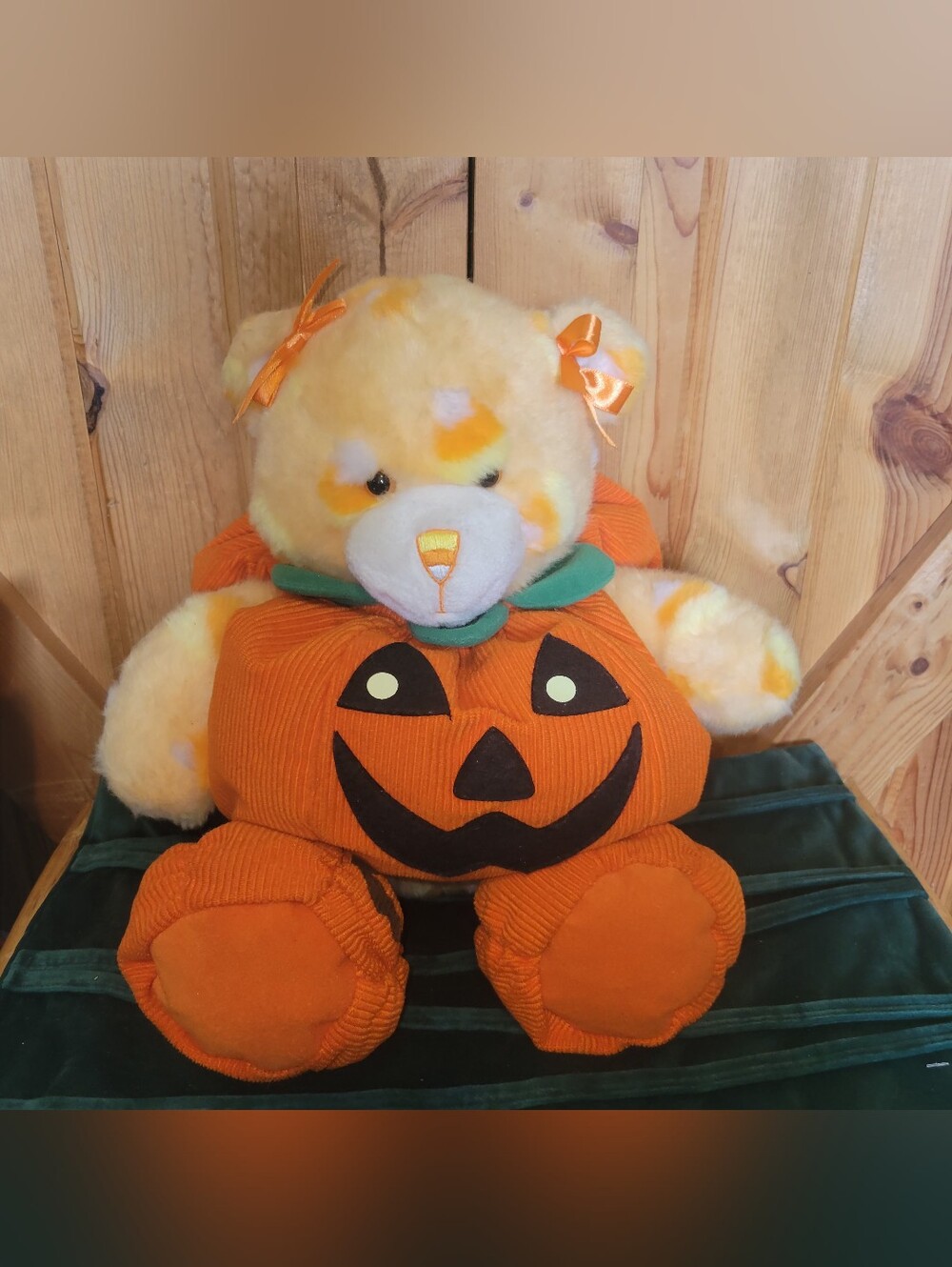 Build-A-Bear Candy Corn Bear Orange Pumpkin Outfit Plush